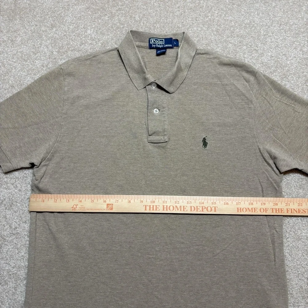 Vtg Polo By Ralph Lauren Polo Shirt Mens Large Beige Cotton Knit Pony Logo 90s
